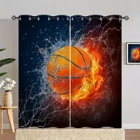 Household supplies MH 2 paneler Flamma Basketbollgardiner Pojkar Basketboll Sportgardiner Fönsterdekor Tonåringar Barn Sovrum Coolt 3D Basketboll Tryckt. 150x166cm orange
