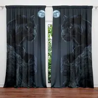 Household supplies MH 2 st Panthertryckta gardiner för heminredning - Kanalficka fönsterbehandling för sovrum, kontor, kök, vardagsrum och arbetsrum 107cmX213cm X 2pcs