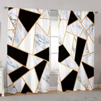 Household supplies MH 2-delars set Geometriska blommiga tryckta gardiner Kanalficka Design Polyester För Vardagsrum Sovrum Kök Mer - Lättskött 100W130H(CM)40x51in&Grommet Top