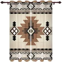 Household supplies MH 2 Delar Boho Tribal Totem Fönstergardin Modern Europeisk Stil Gardiner för Sovrum Vardagsrum Bakgrundsgardin W60xH100(CM)x2pcs&Rod Pocket