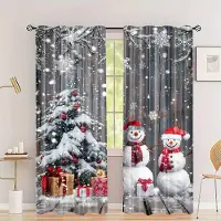 Household supplies MH 3D 2-delade lyxiga julgardiner Platina Älg Snöscen Vintergåvor Vardagsrum Sovrum Kök Högtidsdekor Gardiner 50W50H(CM)X2PCS&Grommet Top