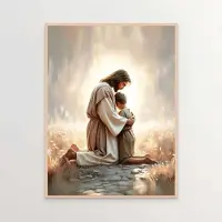 DIMENGQI Jesus Kristus Canvas Postres Kristus Jesus Porträtt Väggkonst Tryck Affisch Jag Ska Gå Med Kristus Bibelvers Present Affisch 50x75cm