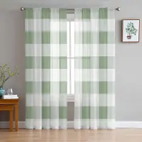 Household supplies MH Salviagrön Rutig Skira Gardiner för Vardagsrumsdekoration Fönstergardiner för Kök Tyll Voile Organza Gardiner W135 x H137cm x1