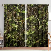 Household supplies MH 2 st Tryckta Gardiner med Trädrötter och Växter för Heminredning - Stångficka Fönsterbehandling för Sovrum, Kontor, Kök 52.5cmX116cm X 2pcs