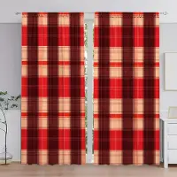 Household supplies MH 2 st Röd och Svart Rutig Tryckt Gardin för Jul Heminredning - Stångficka Fönsterbehandling för Sovrum, Kontor, Kök 76cmX165cm X 2pcs