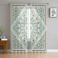 Household supplies MH Mandala Gradient Tyll i Skira Gardiner för Vardagsrum Sovrum Kök Fönsterdekoration Chiffonggardin Persienner 1 PCS W100XH250cm&Grommet Top