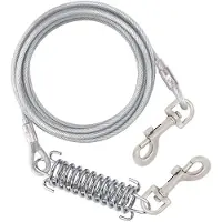 ISTOVO Dog Tie Out Cable Dog Runner for Yard Steel Wire Dog Leash with Superior Spring Large Dog Running in Outdoor,Silver,B