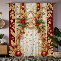 Yiran Furniture 2 st Julserien Ballonger Vit Bakgrundsbild Gardin Arbetsrum Kök Vardagsrum Sovsal Stångficka Topp Fönster 100W130H(CM)40x51in&Grommet Top brown