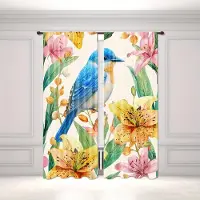 Household supplies MH Kolibri och Blommor Tryck Ljusfiltrerande Gardinpaneler 2 Delar Polyester Kanal för Stång Dekorativa Gardiner för Sovrum 100W130H(CM)40x51in&Grommet Top