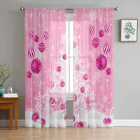 Household supplies MH Snöflinga Grå Snögubbe Julgran Garn Gardin Fönster Tyllgardiner För Vardagsrum Kök Fönster Skira Voilgardiner W135 x H115cm x1&Grommet Top