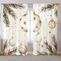Household supplies MH 2 st Set Julgran & Snögubbe Tryckta Gardiner Stångficka Design för Vardagsrum Sovrum Kök Festlig Hem Juldekor 100W130H(CM)&Rod Pocket