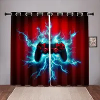 Yiran Furniture 2024 Spelkontroll Spelare Spelinslag Gardin Barn Pojkar Flickor Rumsdekor Sovrum Vardagsrum Skuggardiner 2 Paneler Fri Frakt (W50H130cm)-2pcs&Grommet Top
