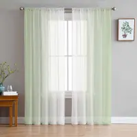 Yiran Furniture Gröna och vita gradient genomskinliga gardiner för vardagsrumsdekoration Fönstergardiner för kök Tyll Voile Organza-gardiner W135 x H185cm x1&Grommet Top