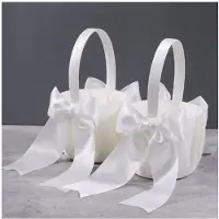 Typecat 3Pack Vit Flower Girl Bröllopskorg för Flower Girls Söt Satin Flower Girl