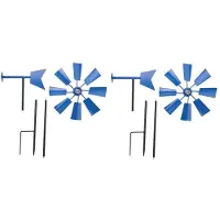 Typecat 2St Wind Spinner Dekorativ Windmill Dekorativ JäRn Windmill Yard Plug-In Winnower TräDgåRd Wind Spinner Ornament-Blå