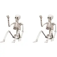Typecat 2X Halloween-Skelettdekorationer, Rörligt Plastskelett, Helkroppsskelett med Rörliga Leder
