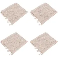 ISTOVO 4X Elegant Cream Crochet Lace Macrame Table Runner with Tassels for Rustic Wedding Decoration and Farmhouse Table Decor