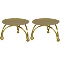 Typecat European Style Candlestick Iron Candle Holders Retro Round Table Golden for Home Festive Ornament 2Pcs