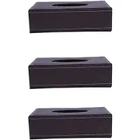 Exogio 3X Portable Leather Rectangular Tissue Cover Box Holders Case Pumping Paper Hotel Home Car Gift Brown