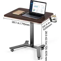 Vevor Stående skrivbord, justerbart höjd mobilt ståbord med hjul, 715 x 520 mm liten dator sit-stand rullande arbetsstation med krok, 15 kg kapacitet, fotpedal pneumatisk lyft för hemmakontor