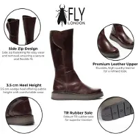 Fly london Damer Wine Leather High Pull On långa stövlar - RHEA042