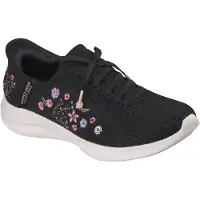 SKECHERS Ultra Flex 4.0 Sweet Petals Textil Dam Svart Stickad/Multi Trim Träningsskor