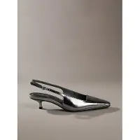 Calvin Klein Metallic Leather Kitten Heel Slingbacks