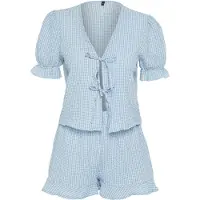 Trendyol Kort pyjamas ljusblå / off-white