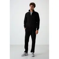 Tommy Life Herr Stickad Fleece Tröja och Byxor Set