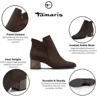 Tamaris damers bruna klackade fotledsstövlar - 25354-43