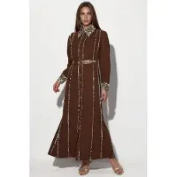 MSN Collection Leopardmönstrad Maxiklänning med Skjortkrage
