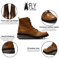 Fly london damer i beige lädersnörstövlar - HAZI147