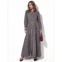 MSN Collection Leopardmönstrad Maxiklänning med Skjortkrage