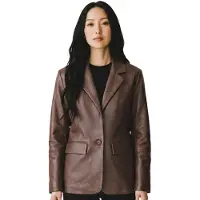 Infinity Leather Damer Conker Brown italiensk läderkavaj – Chongqing