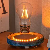 24hShop Magnetisk svävande bordslampa - glödlampa / leviterande lampa med touchstyrning / nattlampa med varmt ljus