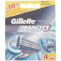 Gillette Mach3 Turbo reservblad, 4 st, för män