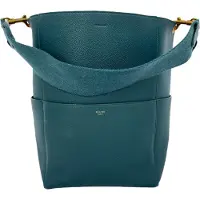 Celine Medium Sangle Bucket Bag i Grön Läder