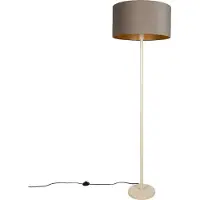 QAZQA Japandi golvlampa beige med taupefärgad skärm och guldfärgad insida 50 cm - Simplo