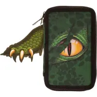Valiant Dino T-Rex öga pennfodral - 2 fack med innehåll - 20,5x13,5 cm