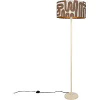 QAZQA Japandi golvlampa beige med brun och beige randig skärm 50 cm - Simplo