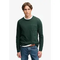 Superdry för män. M6010964A Långärmad T-shirt med grön ficka (L), Casual, Bomull, Lång ärm