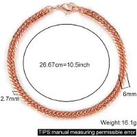Better&Healthy Life Armband i ren koppar för män och kvinnor, justerbar kubansk länk, hummerlås, 6 mm breda, reptåliga, för män, 7-10,5 tum, smycken 10.5inch