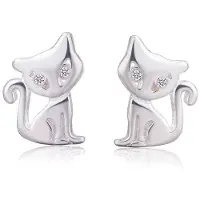 Allbestart 925 Sterling Silver Katt Örhängen Stift För Kvinnor Flickor Kvinnlig Bröllop Mode Smycken A188