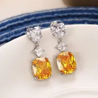 YIRAN Jewelry Huitan Bländande Gula Kubiska Zirkonia Hängande Örhängen för Kvinnor Temperament Förlovning Bröllopsfest Accessoarer Mode Smycken blue