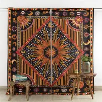 Yiran Furniture 3D Indiska Gardiner I Brinnande Solskydd Mandala Hippie Stil Bohemisk Vardagsrum Sovrum Heminredning Solskyddsgardin 2 Paneler 100W130H(CM)40x51in&Grommet Top