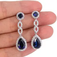 YIRAN Jewelry Huitan Temperament Blå Kubisk Zirkonia Långa Hängande Örhängen för Kvinnor Lyxiga Eleganta Bröllopsfest Örhängen Nya Smycken