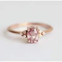 YIRAN Jewelry Huitan Trendig Damring Roséguldfärgad Solitär Oval Kubisk Zirkonia Speciell Vigselring För Kvinnor Ny Ankomst 8