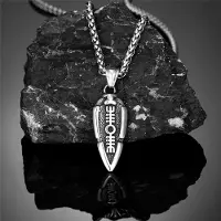YIRAN Jewelry Nordisk mytologi Odins spjut halsband män rostfritt stål Gungnir pilspets hänge vikingaruna Valknut amulett isländska smycken 60CM