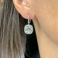 YIRAN Jewelry Huitan Vackra Hängande Örhängen med Kubisk Zirkonia för Kvinnor Romantiska Kristall Hängande Örhängen Bröllop Temperament Dam Smycken gray