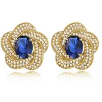 YIRAN Jewelry Huitan Vackra Blommor Örhängen Paved Blå Kubisk Zirkonia Estetiska Damaccessoarer för Bröllopsfesten Modesmycken